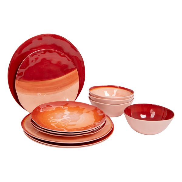 Bo-Camp Tableware Halo Melamine 12 Pieces Terra